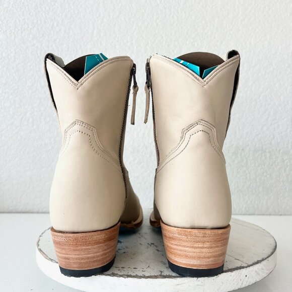 Lane PLAIN JANE Womens Cowboy Bootie 9.5 Pale Ivory Western Cowgirl Ankle Boot - Picture 3 of 11